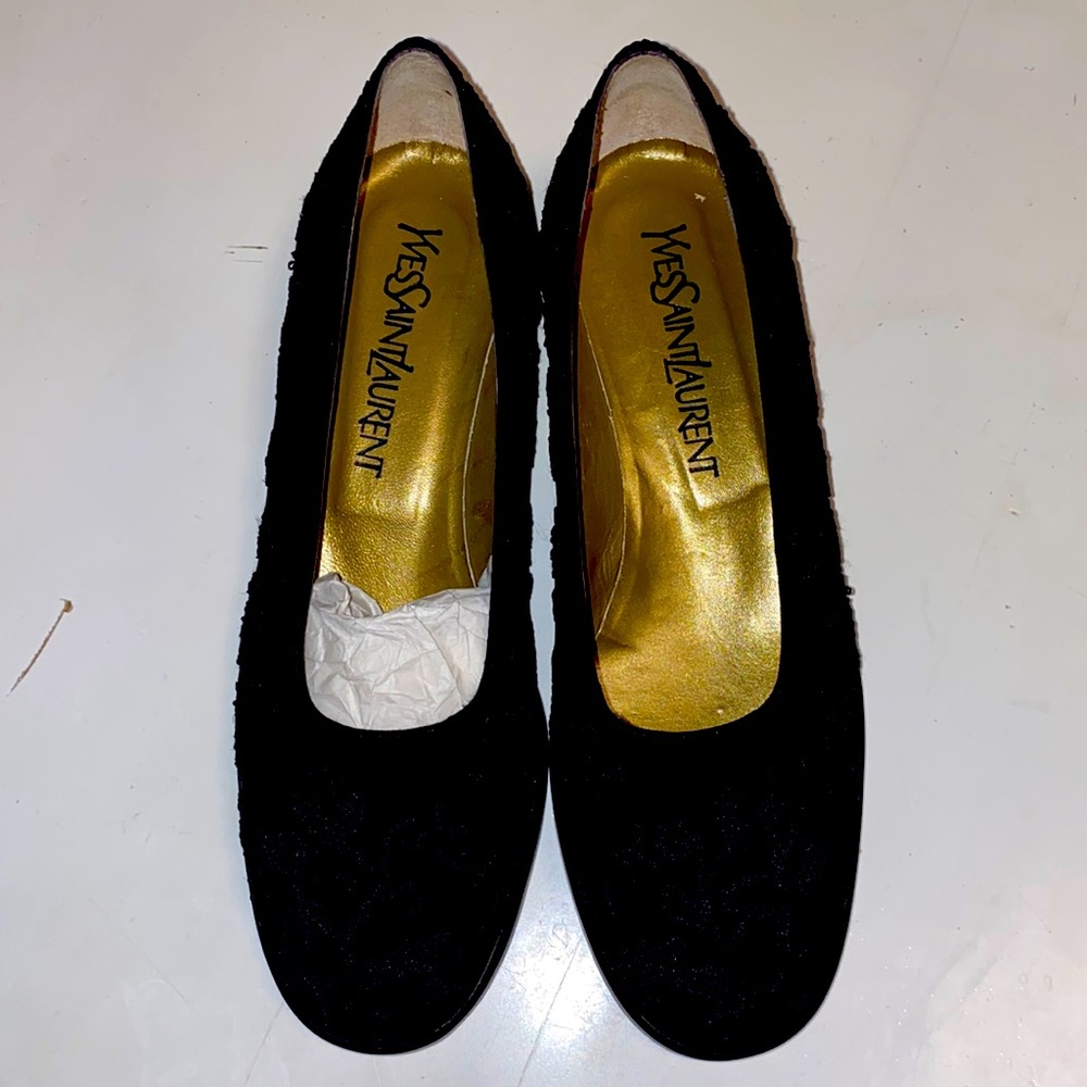 Yves Saint Laurent Black Embroidered Shoes